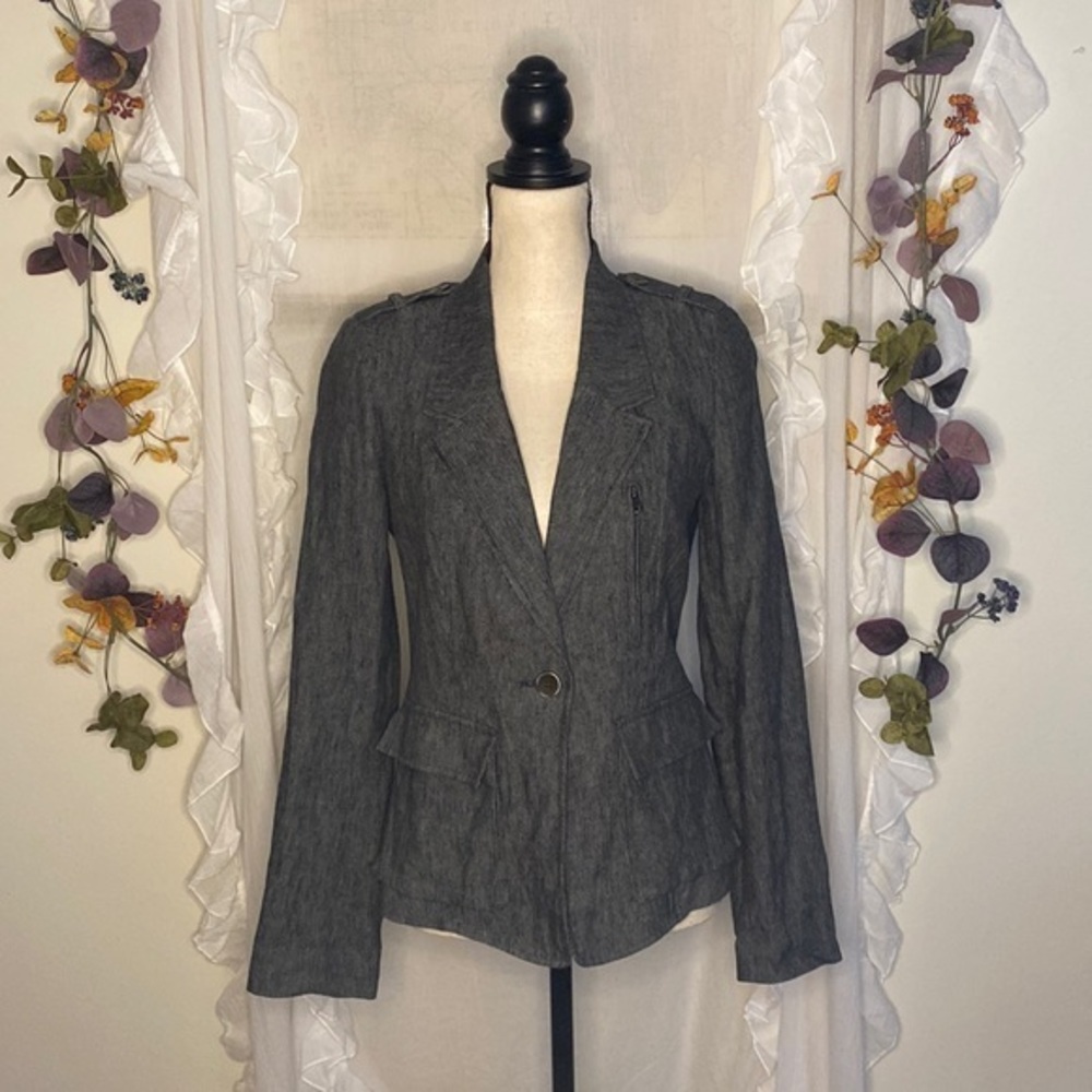 Vince Gray Linen Cotton Blend Jacket Size‎ 8